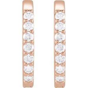 14K Rose Gold 1/6 CTW Natural Diamond 15 mm Hoop Earrings