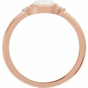 14K Rose Gold Natural White Opal & .03 CTW Natural Diamond Ring