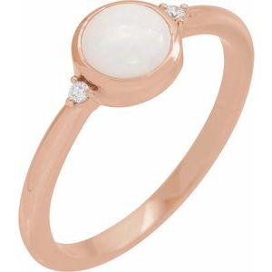 14K Rose Gold Natural White Opal & .03 CTW Natural Diamond Ring