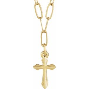 14K Yellow Gold Cross Link 18" Necklace