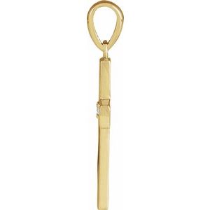 14K Yellow Gold .015 CT Natural Diamond Engravable Cross Pendant