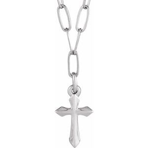 14K White Gold Cross Link 18" Necklace