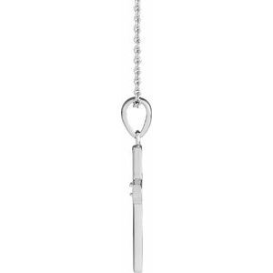 Platinum .015 CT Natural Diamond Engravable Cross 16-18" Necklace