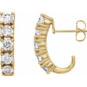 14K Yellow Gold 1 1/2 CTW Lab-Grown Diamond Hoop Earrings
