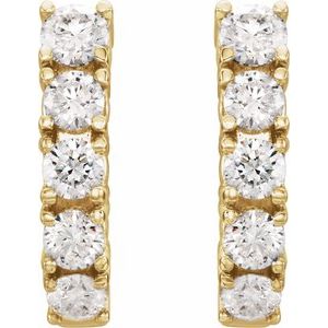 14K Yellow Gold 1 1/2 CTW Natural Diamond Hoop Earrings