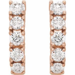 14K Rose Gold 1 1/2 CTW Lab-Grown Diamond Hoop Earrings