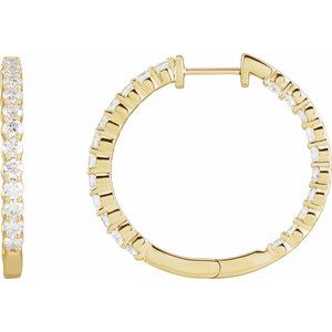 14K Yellow Gold 3 CTW Natural Diamond Inside-Outside Hinged 30 mm Hoop Earrings