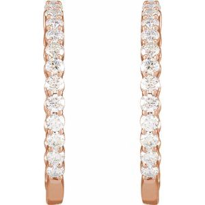14K Rose Gold 3 CTW Natural Diamond Inside-Outside Hinged 30 mm Hoop Earrings