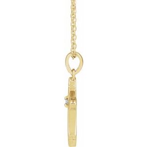 14K Yellow Gold .015 CT Natural Diamond Cross 16-18" Necklace