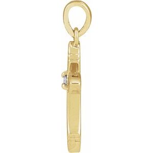 14K Yellow Gold .015 CT Natural Diamond Cross Pendant