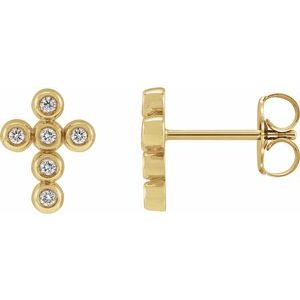 14K Yellow Gold .08 CTW Natural Diamond Cross Earrings
