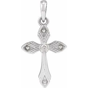 Platinum .015 CT Natural Diamond Cross Pendant