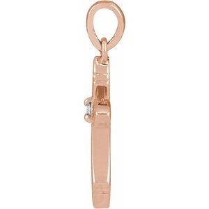 14K Rose Gold .015 CT Natural Diamond Cross Pendant