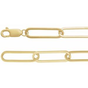 14K Yellow Gold-Filled 6.2 mm Paperclip-Style 7" Chain