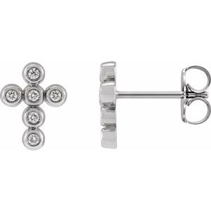 14K White Gold Imitation Cubic Zirconia Cross Earrings