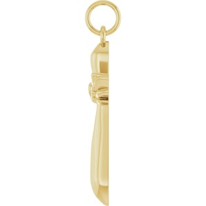 14K Yellow Gold Angel Wings Heart Cross Pendant