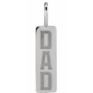 14K White Gold Dad Charm/Pendant