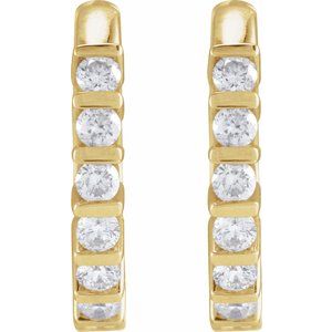 14K Yellow Gold 1/6 CTW Natural Diamond 10.7 mm Hinged Hoop Earrings