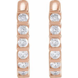 14K Rose Gold 1/5 CTW Natural Diamond 12.7 mm Hinged Hoop Earrings