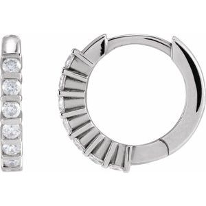 14K White Gold 1/3 CTW Natural Diamond 15 mm Hinged Hoop Earrings