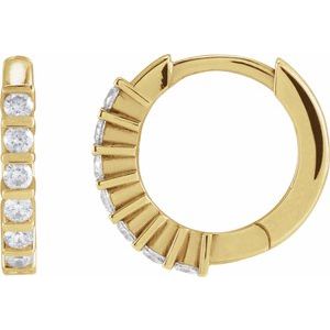 14K Yellow Gold 1/6 CTW Natural Diamond 10.7 mm Hinged Hoop Earrings
