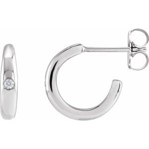 14K White Gold .03 CTW Natural Diamond 12 mm Hoop Earrings