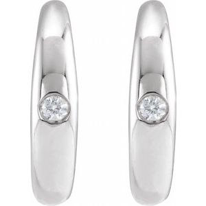 Sterling Silver .03 CTW Natural Diamond 12 mm Hoop Earrings