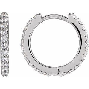 Sterling Silver 1/5 CTW Natural Diamond 13.64 mm Hoop Earring