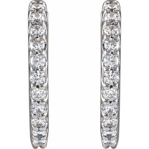 14K White Gold 1/2 CTW Lab-Grown Diamond 13.64 mm Hoop Earrings