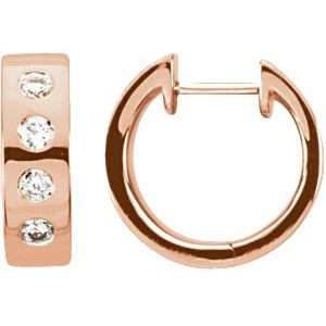14K Rose Gold 1/3 CTW Natural Diamond 15.2 mm Hoop Earrings