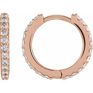 14K Rose Gold 1/2 CTW Lab-Grown Diamond 13.64 mm Hoop Earrings