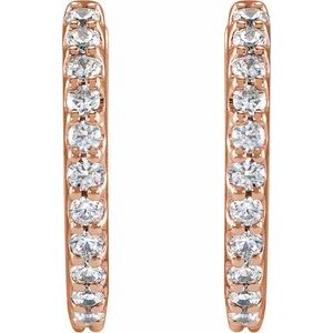 14K Rose Gold 1/2 CTW Lab-Grown Diamond 13.64 mm Hoop Earrings
