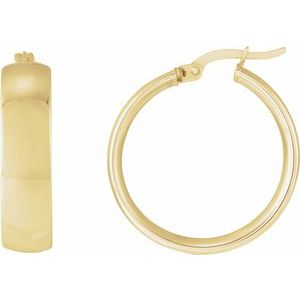 14K Yellow Gold 20 mm Tube Hoop Earrings