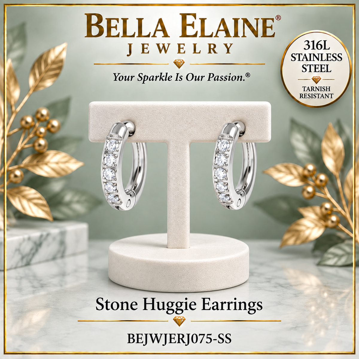 Stone Huggie Earrings