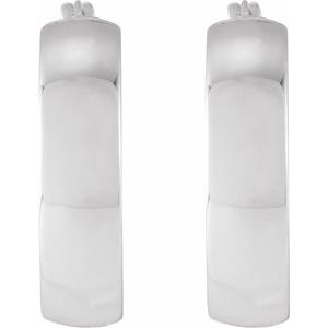 14K White Gold 20 mm Tube Hoop Earrings