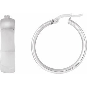 14K White Gold 20 mm Tube Hoop Earrings