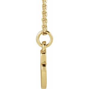 14K Yellow Gold Petite Initial M 16" Necklace