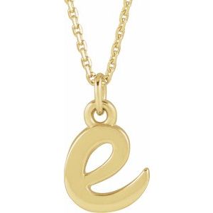 14K Yellow Gold Petite Initial E 16" Necklace