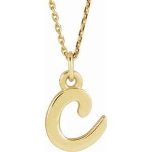 14K Yellow Gold Petite Initial C 16" Necklace