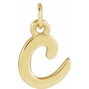 14K Yellow Gold Petite Initial C Pendant