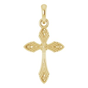14K Yellow Gold Vintage-Inspired Cross Pendant