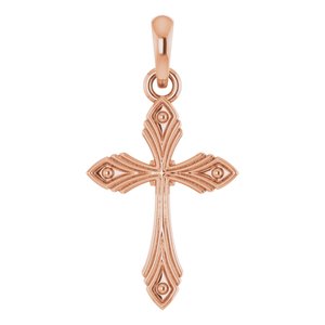 14K Rose Gold Vintage-Inspired Cross Pendant