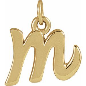 14K Yellow Gold Petite Initial M Pendant
