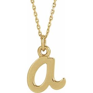14K Yellow Gold Petite Initial A 16" Necklace