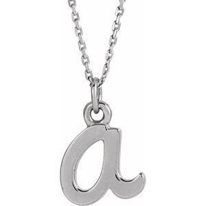 14K White Gold Petite Initial A 16" Necklace