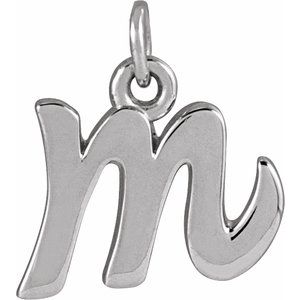 14K White Gold Petite Initial M Pendant