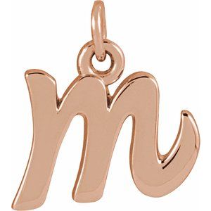 14K Rose Gold Petite Initial M Pendant