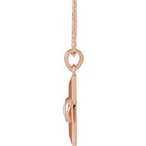 14K Rose Gold Natural White Opal Gratitude Cross 16-18" Necklace