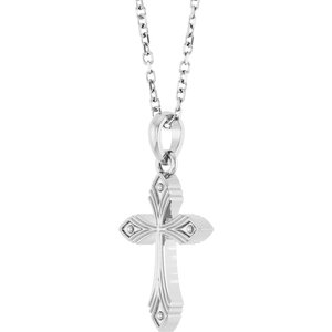 Sterling Silver Vintage-Inspired Cross 16-18" Necklace