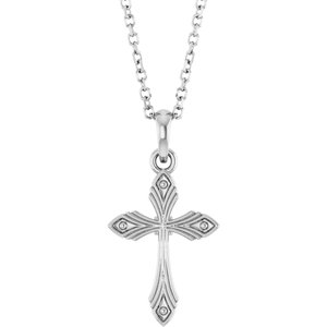 Sterling Silver Vintage-Inspired Cross 16-18" Necklace